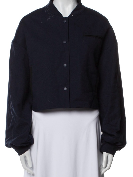 Frankie Shop Jackets & Blazers - Frankie Shop Cropped Bomber Jacket in Navy